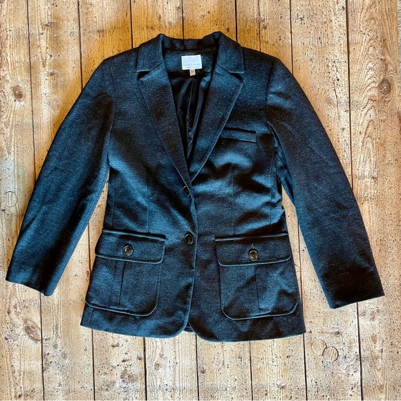 Judith & Charles Virgin Wool Blend Blazer Charcoal Gray Lined Jacket Size 6 - Picture 1 of 7